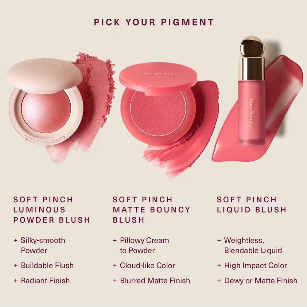 Rare Beauty Cheer Soft Pinch Luminous Powder Blush- light warm pink, smoothing - Picture 10 of 11